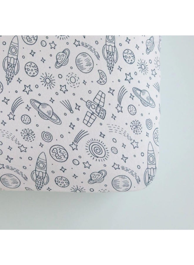 All4Ella Fitted Jersey Cot Sheet - Outer Space - Image 2